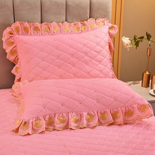 Embroidered Thick Crystal Velvet Bedspread Set Quilted Queen King Size Coverlets - Picture 66 of 68