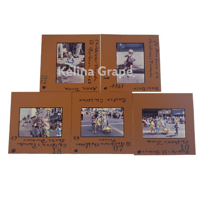 5/Lot 1960s Santa Barbara Childrens Parade 35mm Film Slide Kids Street Ice Cream