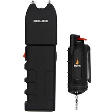 POLICE Stun Gun Burn Pepper Spray Combo Women Men Self Defense 928 Black