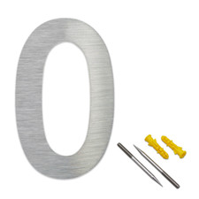 Hausnummer 0 Edelstahl V2A H20cm Arial-2D in Fettschrift 1 2 3 4 5 6 7 8 9 0