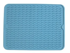 Dependable Industries Silicone Drying Mat, 16"x12" - Grooved Design, Turquoise