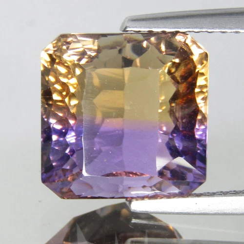 6.65Cts Sparkling Natural Ametrine 10.7x10.7x7.6mm Emerald Laser Cut Gemstone