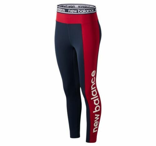 NWT New Balance Women's Relentless High Rise Blue White Logo 7/8 Leggings XS