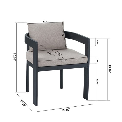 Modern Boucle Dining Chairs with Arms & Aluminum Frame, Set of 2 - Picture 5 of 20