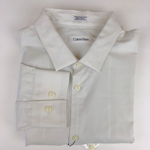 Lg voor lange met Katoen shirt Lichtgrijs Klein met mouw Casual knoopsluiting Sz mannen Calvin nqwYOatZn
