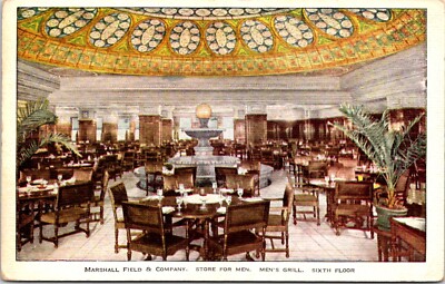 Postcard Marshall Field Mens Clothing Store Sixth Grill Chicago Illinois D11