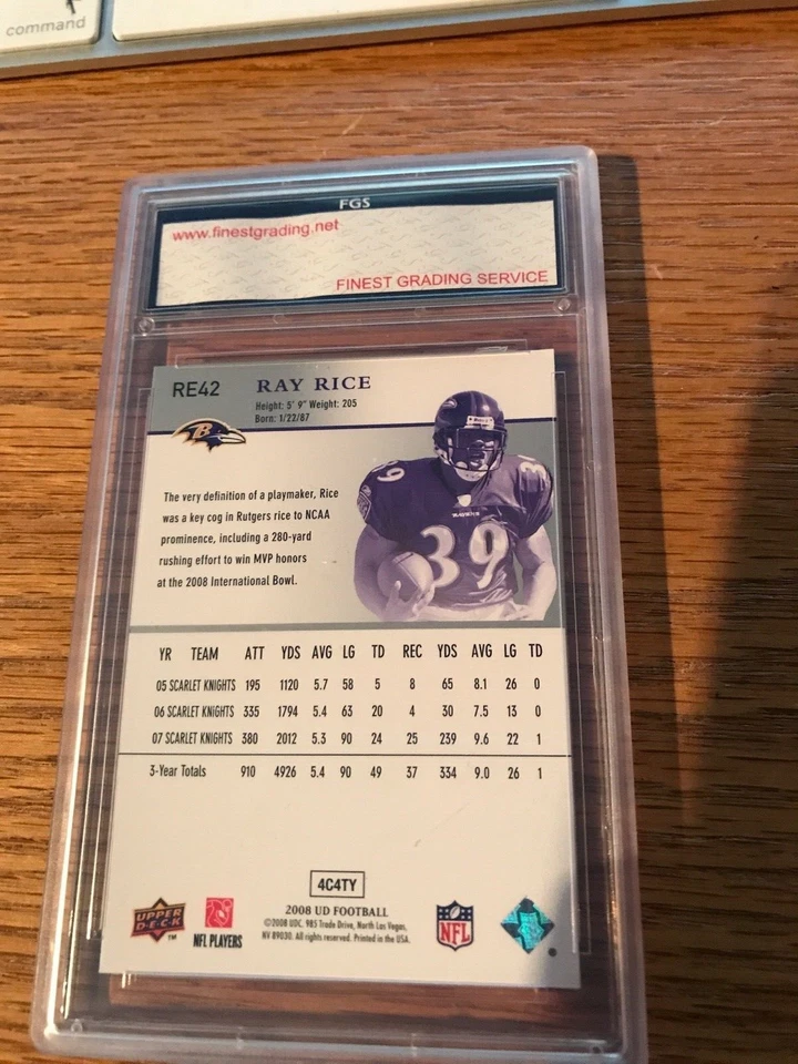2008 Upper Deck Exclusives #42 RAY RICE ROOKIE.....FGS.10  GEM MINT! - Image 2 of 2