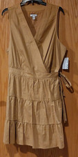 NWT Nine West Tiered Wrap Dress XXL Bright Bronze Midi - 4749