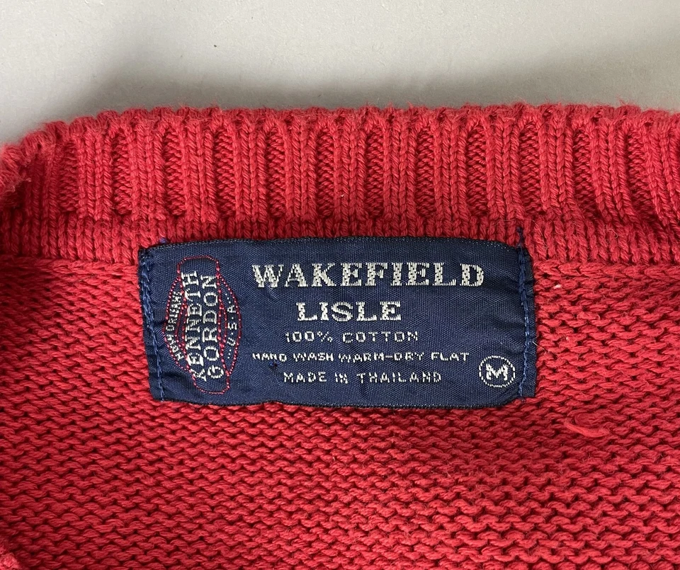 Suéter Rojo Rockabilly Tejido Argyle Diamante M De Colección Años 80 Para Hombre WAKEFIELD LISLE Foto 3 de 4