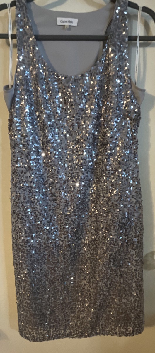 calvin klein silver sequin dress Gorgeous Calvin Klein Sequin Dress Tan/Gold Lace