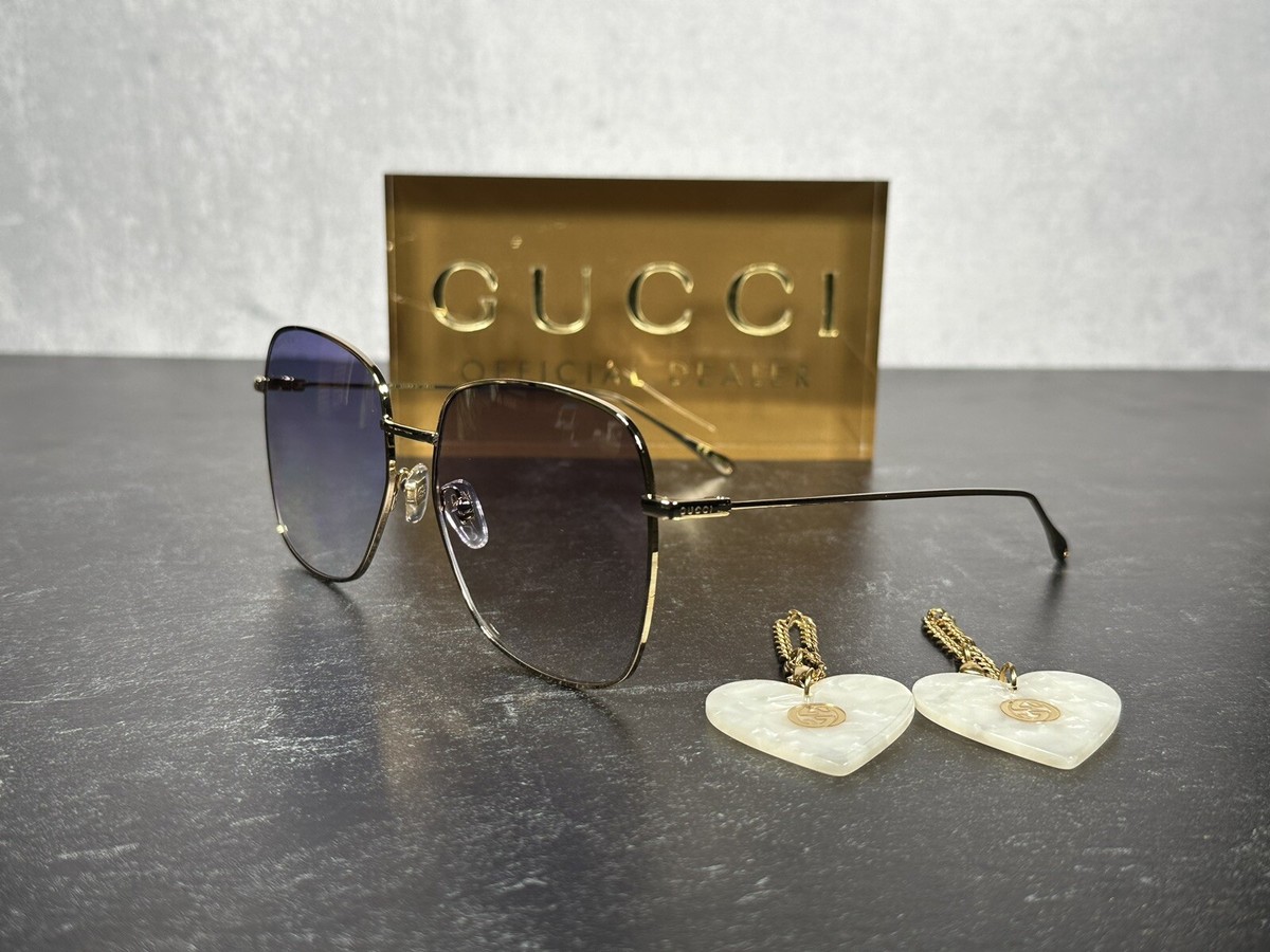 GUCCI OVERSIZED SQUARE SUNGLASSES GG1031S GOLD 004 w/VIOLET LENS! SHIPS  TODAY!