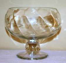 Crystal Chalice engraved IHS Jesus cross religious footed bowl grapes wheat 