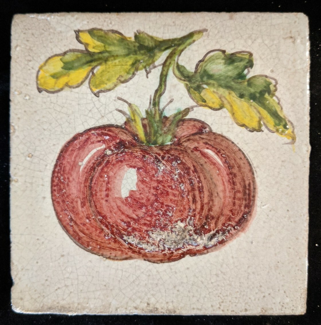 Set 4 Art Pottery Deft Tiles Vintage Handpainted Vegetables 5.25