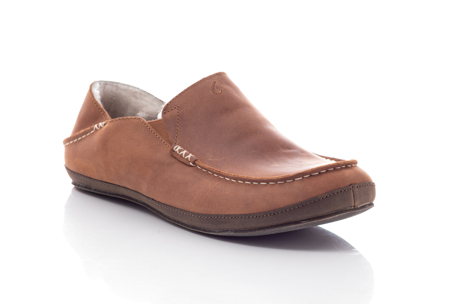OLUKAI Men's Moloa Genuine Shearling Slipper In Toffee/dark Wood US13 | eBay