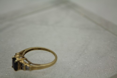 Signed LGL 14k Yellow Gold Oval Cut BLUE SAPPHIRE & DIAMOND RING size 6.75 - Picture 7 of 19