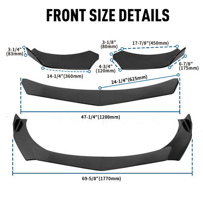 Front Bumper Lip Spoiler Splitters Body Kit Gloss Black For Toyota