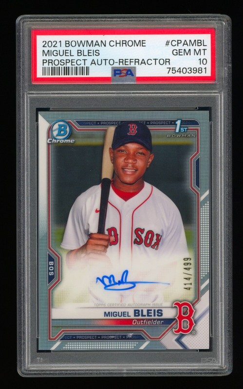 2021 Bowman Chrome MIGUEL BLEIS Refractor Auto PSA 10 RC #414/499 Autograph