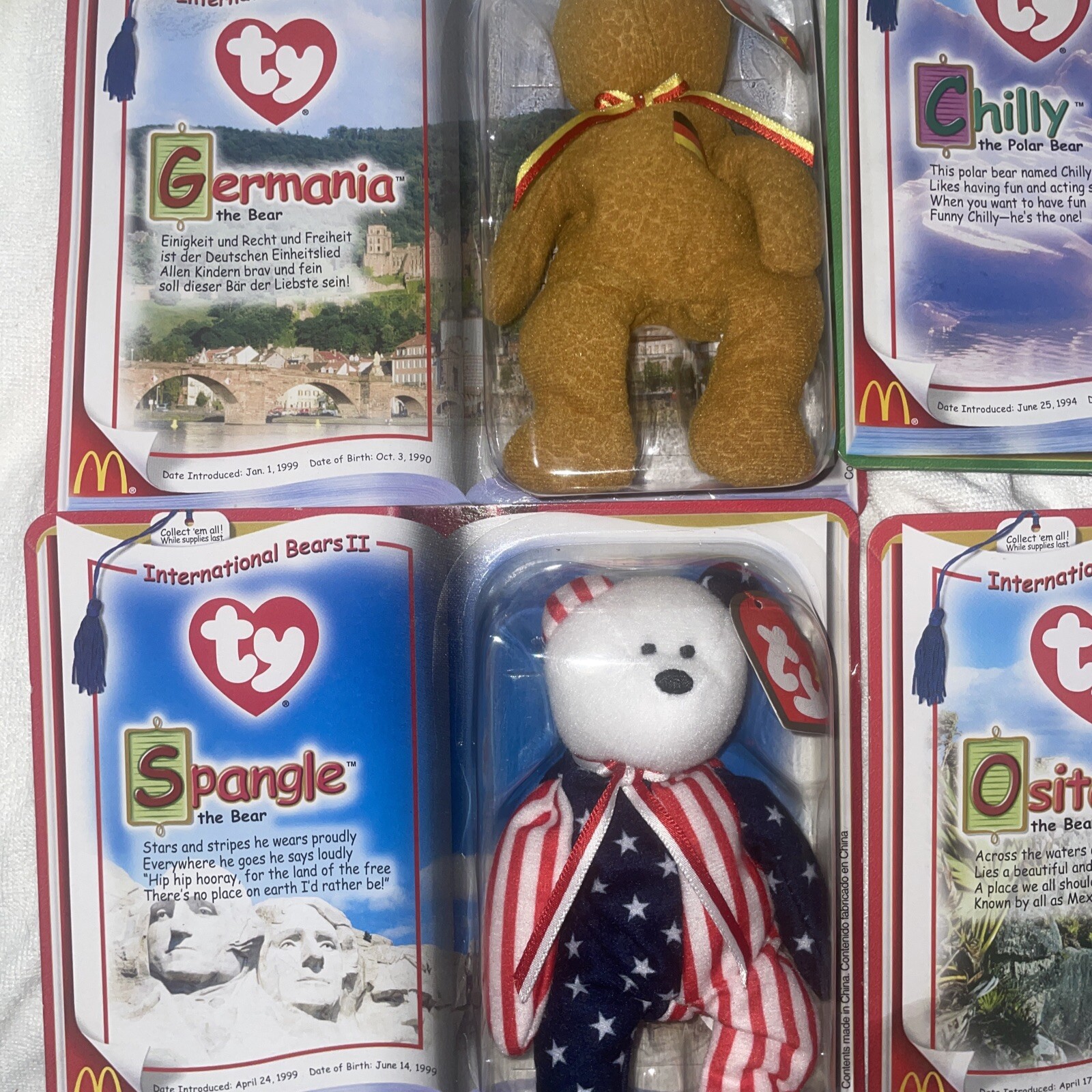 TY The Bear Beanie Baby International Bears II set4 Mc Donald's Retired RARE tag - Picture 2 of 8