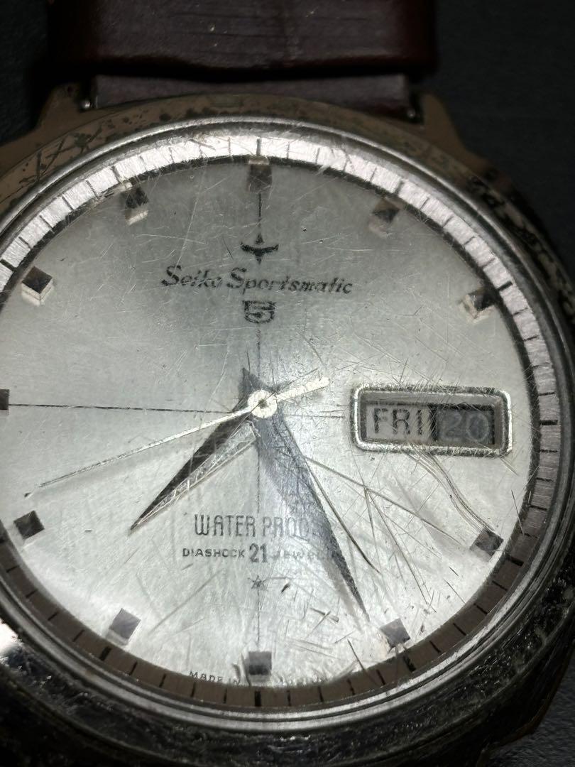 Seiko Sportsmatic 5 Automatic Silver Dial Brown Strap Seiko Sportsmatic 5 Automatic Silver Dial Brown Strap