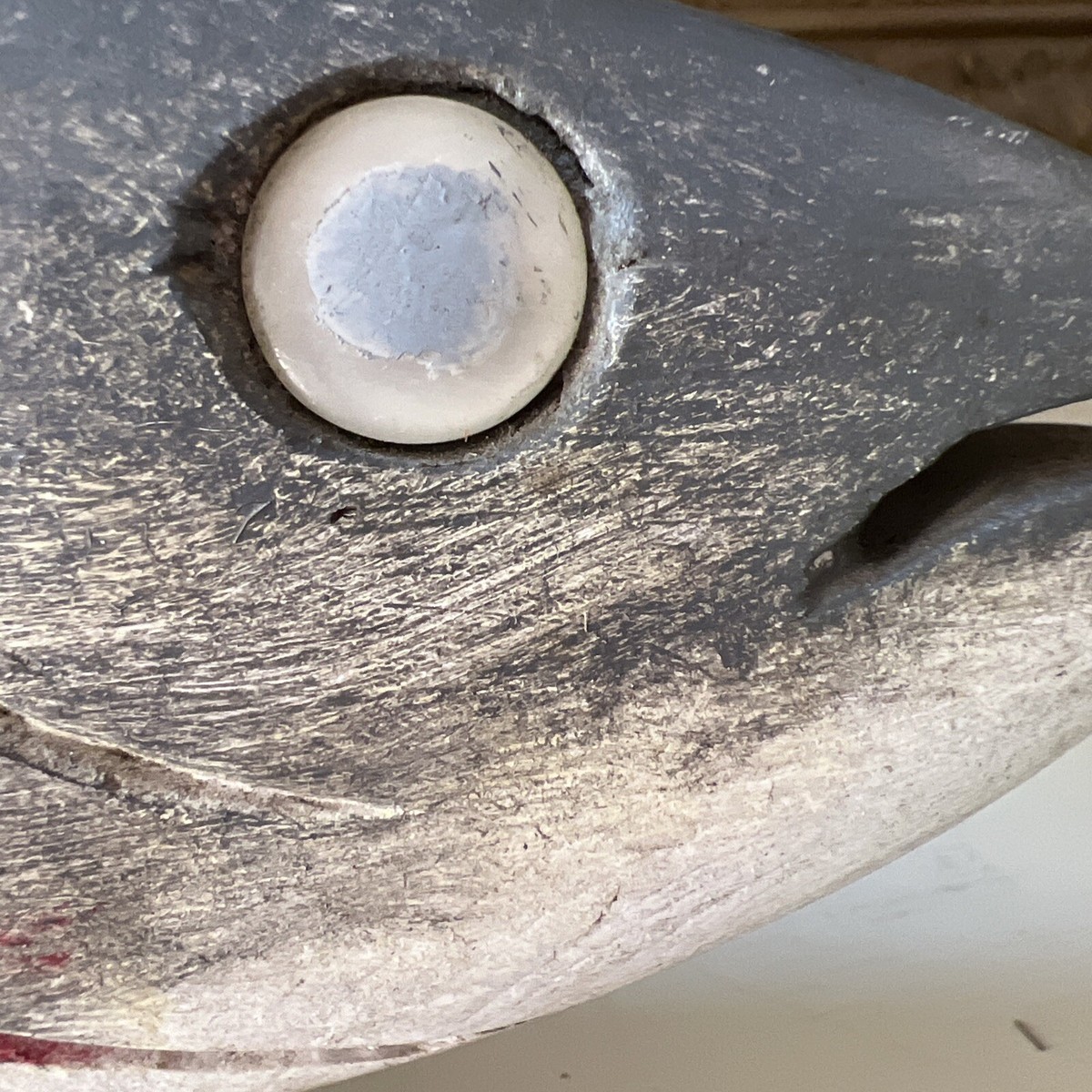 Geo Aho Vintage Walleye Decoy Hand Made Painted Wood & Metal Fins