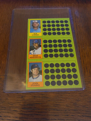 BOB HORNER STEVE HENDERSON JOHN STEARNS 1981 TOPPS SCRATCH-OFF CARD PANEL