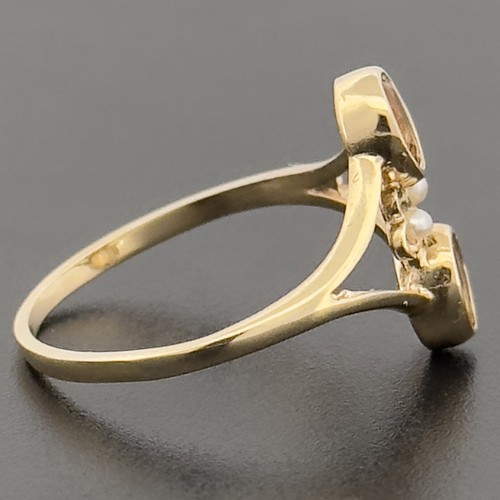 9ct Yellow Gold Citrine & Pearl Deco Style Cluster Ring Size L 1/2 Hallmarked - Picture 3 of 8