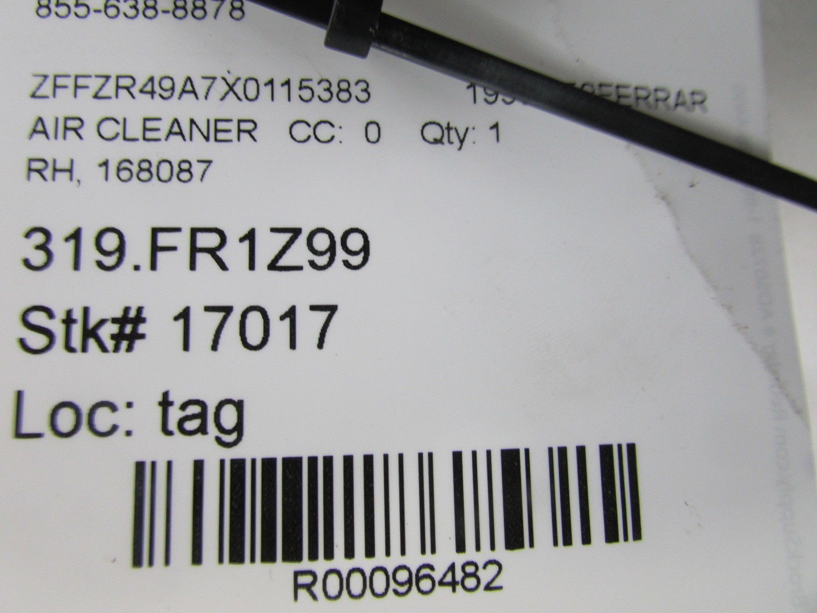 Ferrari 550, Right, RH Air Cleaner Box, Box Lid, Used, P/N 168087