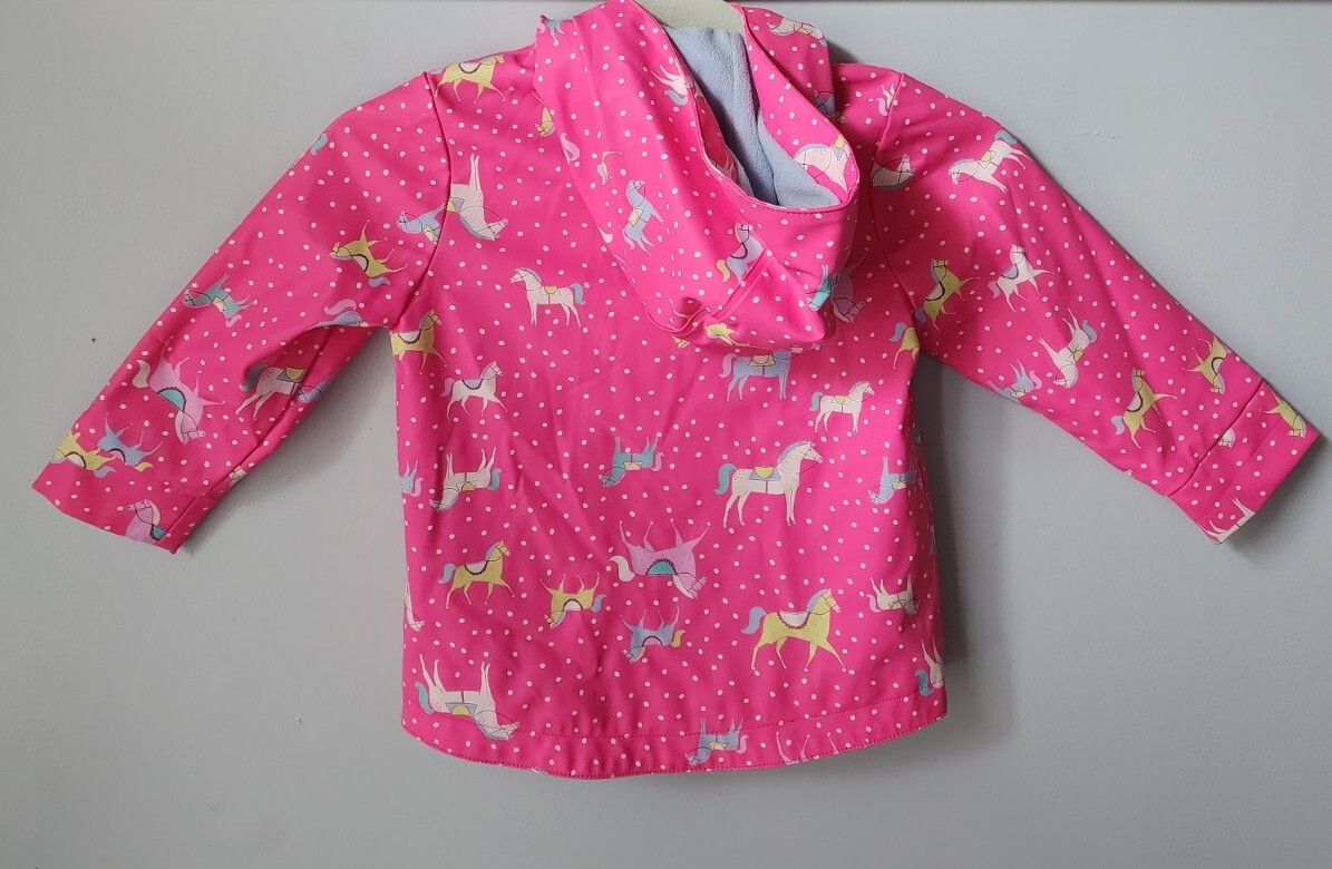 Giacca antipioggia idrorepellente Joules bambino ragazza rosa pony a pois con cappuccio taglia 3 anni