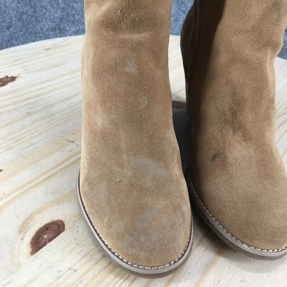 Lucky Brand Boots Womens 7 M Ysabel Winter Snow Beige Leather Side Zip Wedge - Image 4 of 4