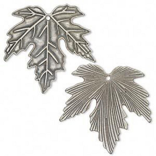 Lot de 6 pendentifs breloques feuilles d'érable bijoux en argent antique album - Photo 1 sur 1