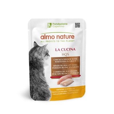 HQS La Cucina Wet Cat Food Chicken Dinner with Whitefish in Gravy - Grain-Cat...