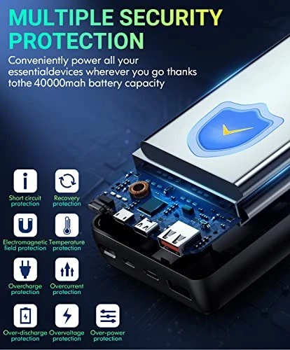 40,000mAh PD 30W Fast Charging Portable Power Bank in Black
