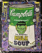 WILL STREET original painting 24x30 /joker harley quinn banksy dc Batman deface