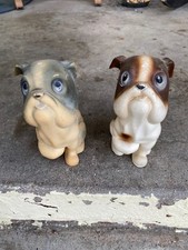 2 Vintage Bull Terrier Figurine Toy 7   PVC Plastic Dog