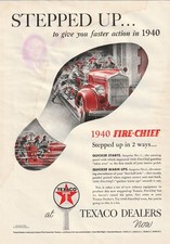 1940 TEXACO FIRE-CHIEF Racing Fire Engine  vintage print ad AD494