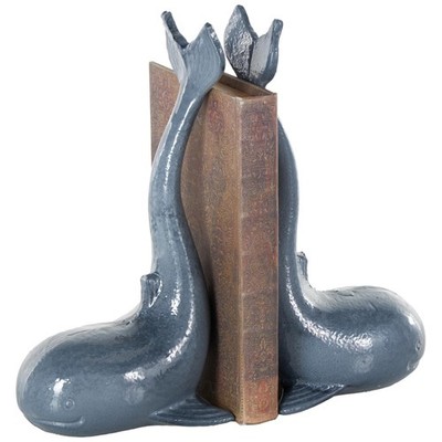 Deco 79 Metal Dolphin Decorative Bookends Non Skid Bookends Raised Tails, Set 2