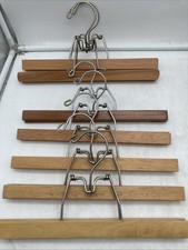 Lot of 7 Wooden Non-Slip Pants Skirt Clamp Clip Clothes Hangers 2 12  , 5 11  