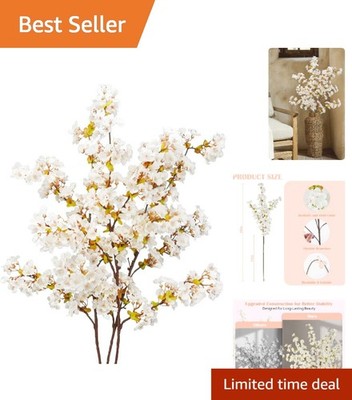 Vibrant 39.3in Silk Cherry Blossom Branches - Set of 3 for Stunning Arrangements