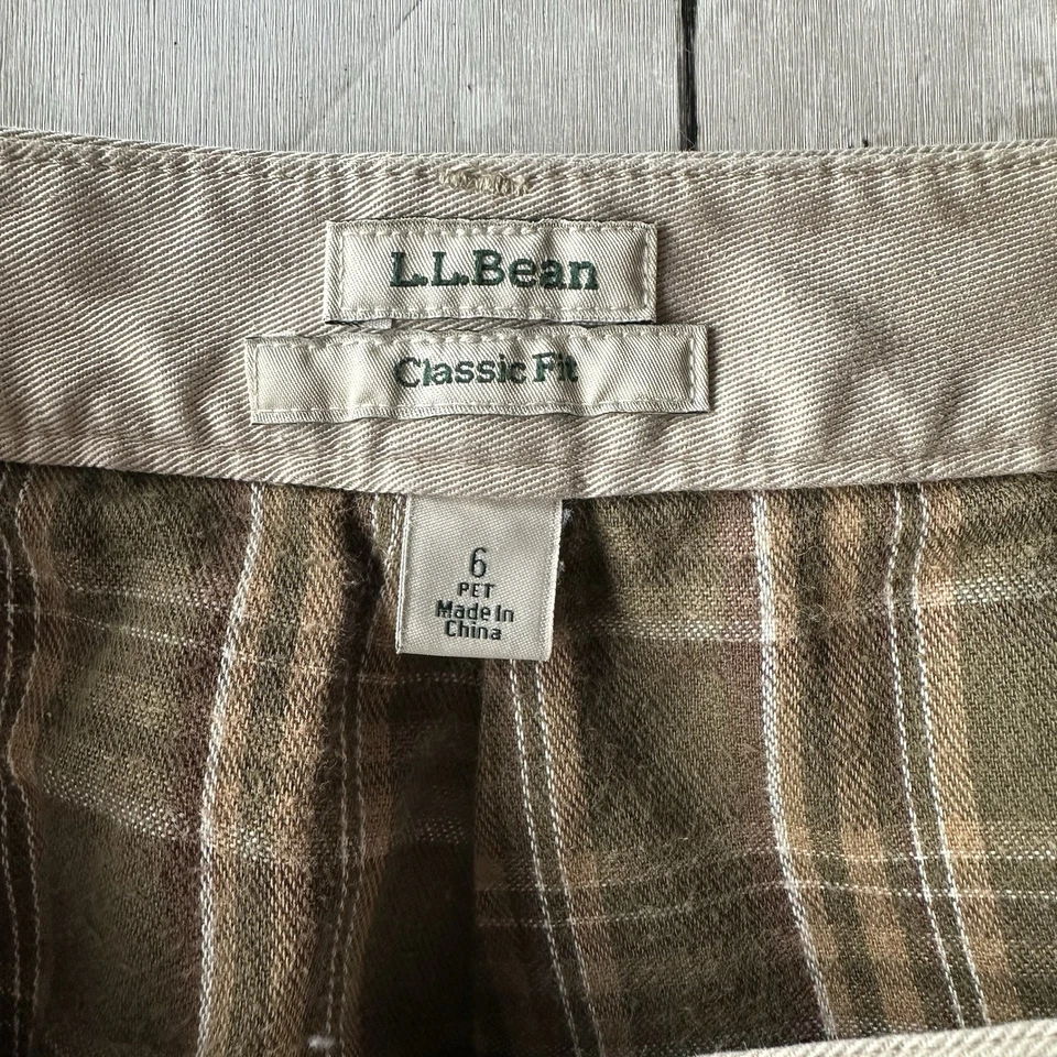 PREOWNED L.L. BEAN VINTAGE FLANNEL LINED KHAKI PANTS WOMENS 6 PETITE ADJUSTABLE - Image 4 of 4