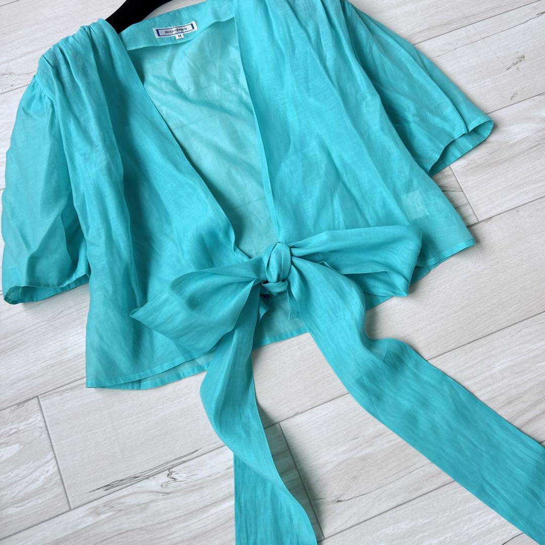 Autentica blusa Yves Saint Laurent nastro grande bolero misto seta taglia M donna