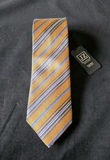 JZ RICHARDS BOULDER SILK TIE STRPED GOLD HAND MADE IN USA -NWT