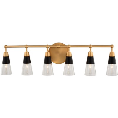 Kalco Lighting 513136BNB Ponti Bathroom Vanity Light Matte Black with New Brass