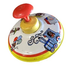 Vintage Spinning Toy Top Metal Tin Toy Circus Train Ohio Art