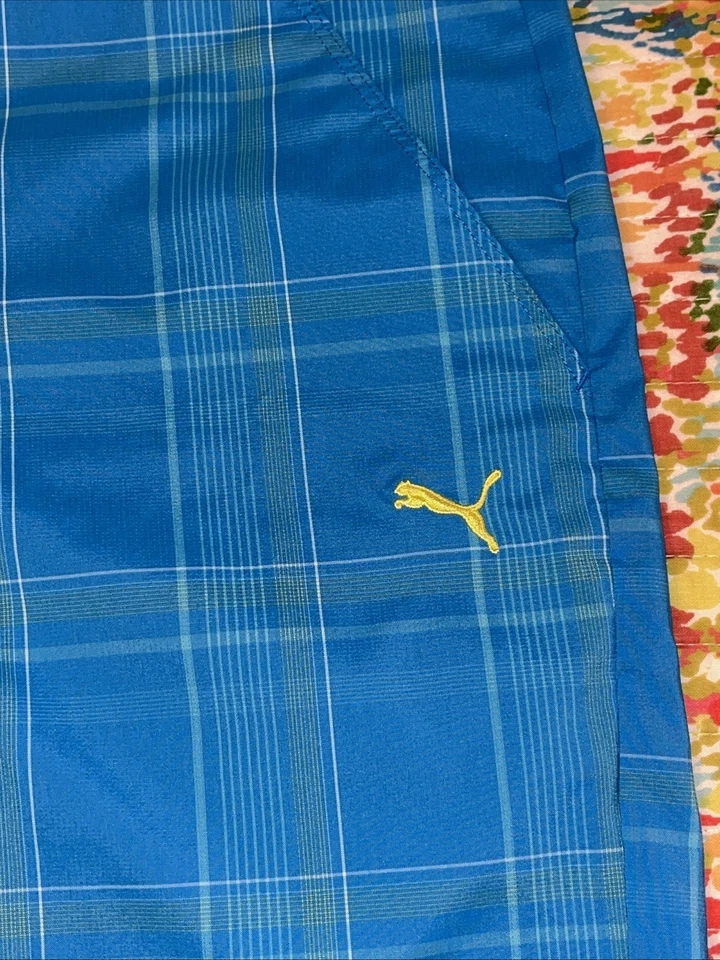 Pantalones Cortos de Golf Puma Para Hombre Talla 30 En Cintura Rendimiento Deportes Estilo de Vida A Cuadros Azul Foto 3 de 4