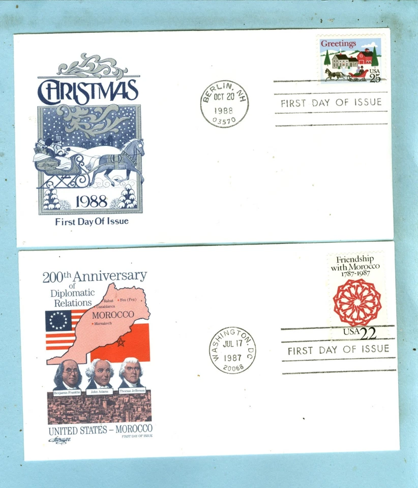 2 ARTMASTER FDC, "Sc 2349 Morocco 22c & Sc 2498 Christmas 25c" - Image 1 of 3