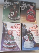 Lot of 4 Vtg Li l Missy Beaded Doll Kits Holiday Walco Christmas Girl Mrs. Santa