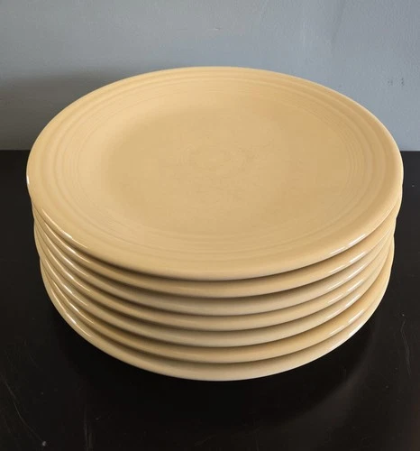 7 Homer Laughlin Fiestaware 10.5” Dinner Plates Ivory Pale Yellow Lead Free