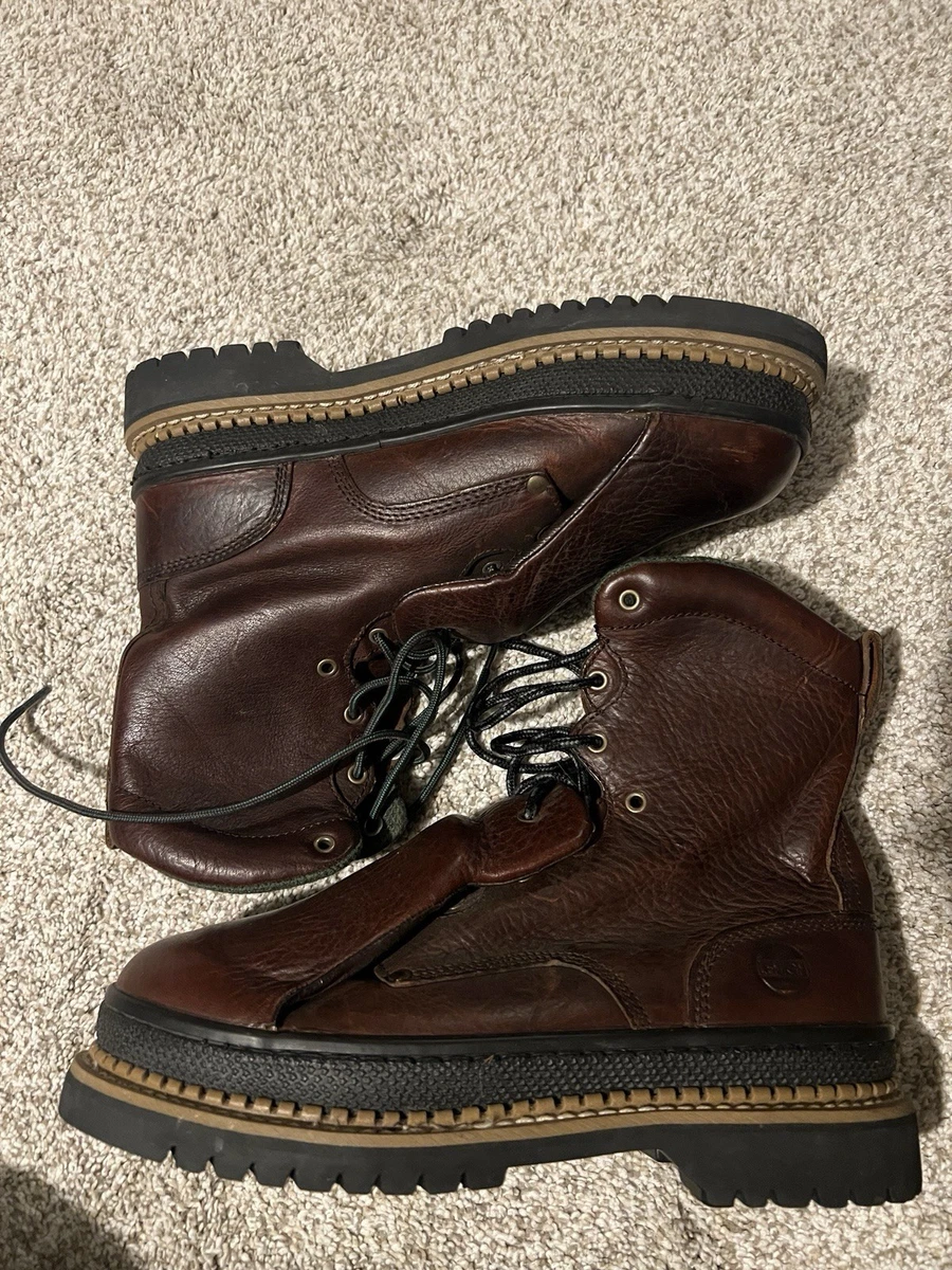 Vintage Men\'s Lehigh Steel Toed Leather Lace-Up Work Boots Cognac Brown Size 9.5 s-l400.jpg main image 3