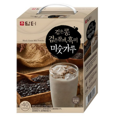 Damtu Black Bean Black Sesame Black Rice Misugaru 20g x 40 Sticks (Korean Grain