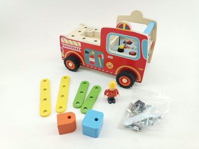 Feuerwehrauto Montessori Busy Board Holz ab 3 Jahren Licht Sound Schalter